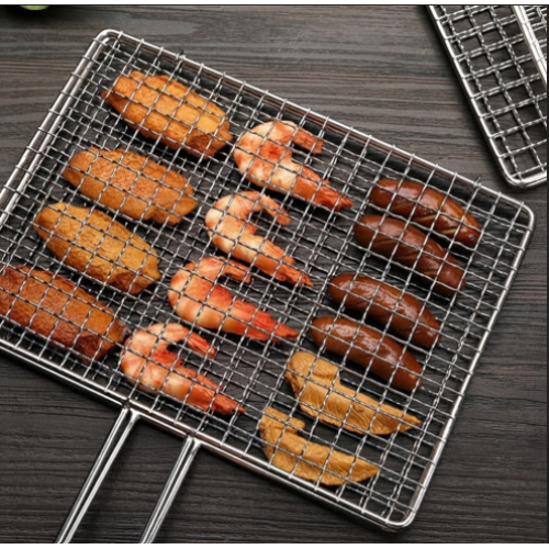 BBQ Stainless Steel Mesh Grill with Handle (20x30cm)