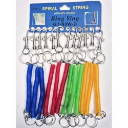 Retractable Spiral Stretch String Keychain (12 mixed color/Card) -<$0.41/pc>