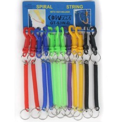 Retractable Spiral Stretch String Keychain (12 mixed color/Card) -<$0.29/pc>