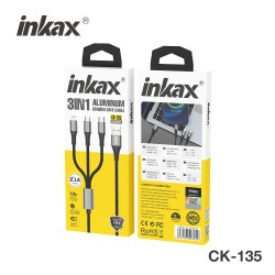 Inkax 3 in 1 (Lightning / Type C / Micro) USB Charging Aluminum Braided Cable Black 1.2 Meter CK-135