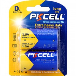 PKCELL Carbon Battery D 1.5V R20P 2ea/Card (6card/pack) Duration : 720 min. PKCELL Carbon Battery D 1.5V R20P 2ea/Card (6card/pack) Duration : 720 min.