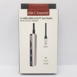 Type C HUB (4K HDMI + 2 USB3.0 + SD/TF Card Reader) 4 in 1 -No DC Type C HUB (4K HDMI + 2 USB3.0 + SD/TF Card Reader) 4 in 1 -No DC