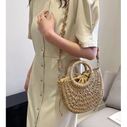 Rattan Half Moon Shoulder Handbag 23 x 19 x 8cm Rattan Half Moon Shoulder Handbag 23 x 19 x 8cm
