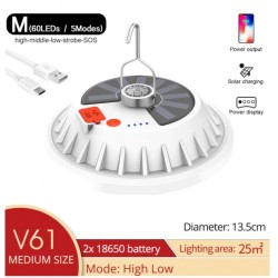 Power Camping Light Outdoor LED Bulb Lights 60 LED 60 Watt with Solar Recharging Panel