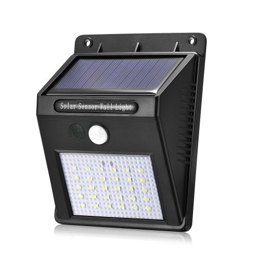 Solar Powered 30 LED Garden Wall Light with PIR Motion Sensor - No DC