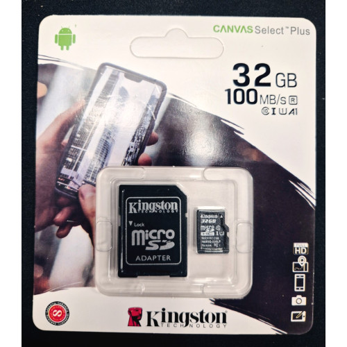 Kingston 32GB Micro SD Card High Speed 100MB/s for Camera Recording - No DC Kingston 32GB Micro SD Card High Speed 100MB/s for Camera Recording - No DC