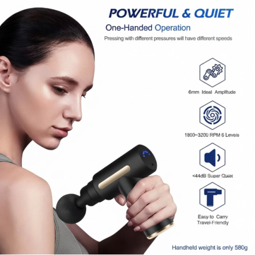Ultra Quiet and Light Rechargeable Massage Gun 4 Power Level with1800mAh Battery Ultra Quiet and Light Rechargeable Massage Gun 4 Power Level with1800mAh Battery
